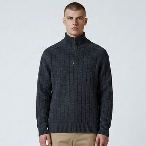 Lothlorian Possum Wool 1/4 Zip Sweater Mens M‎ Blue Ribbed Pullover New Zealand